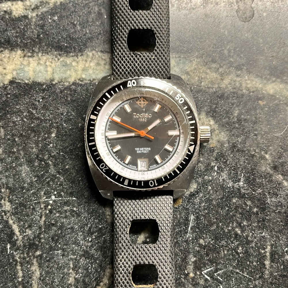 Zodiac SeaDragon Women’s Swiss Watch; Black Watch Face and Black Band